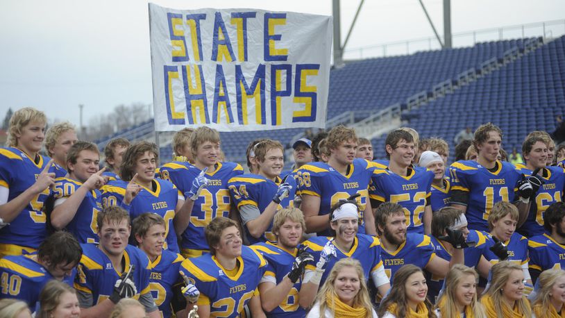 Marion Local defeated Kirtland 34-11 to win a D-VI high school football state title at Canton on Sat., Dec. 2, 2017. MARC PENDLETON / STAFF