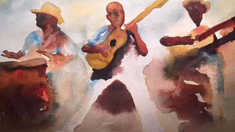 Watercolorist Rhonda Sloan will be the featured artist at the annual Art Affair on the Square, where she’ll sell and display her work such as “Three Amigos — Cuba.” CONTRIBUTED