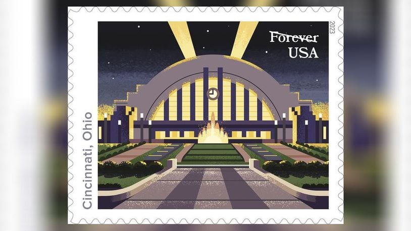The art deco Union Terminal opened in Cincinnati at the height of the Great Depression, in early 1933. it is featured on a new stamp from the U.S. Postal Service. CONTRIBUTED/USPS