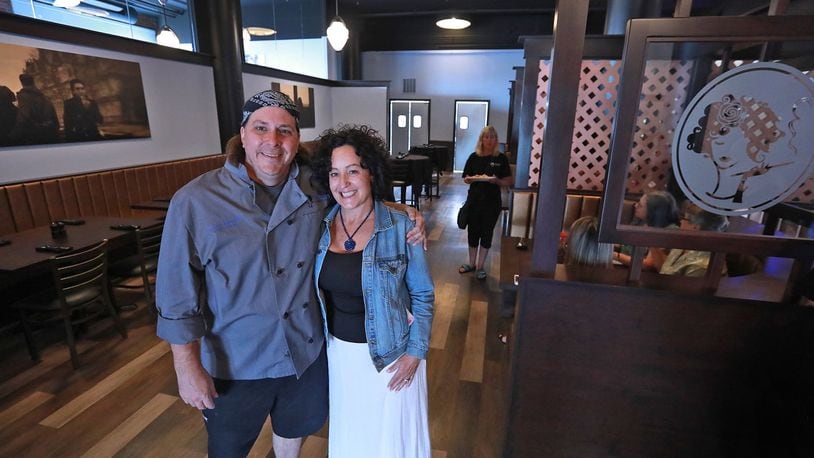 Stella Bleu Bistro co-owners, Chef Darin Mitchell and Jennie Osterholt during the grand opening of the new restaurant in downtown Springfield. BILL LACKEY/STAFF