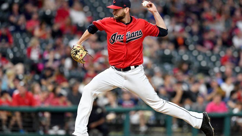 CLEVELAND, OHIO - MAY 25: Josh Smith #63 of the Cleveland Indians throws his first major league pitch during the seventh inning against the Tampa Bay Rays at Progressive Field on May 25, 2019 in Cleveland, Ohio. (Photo by Jason Miller/Getty Images)