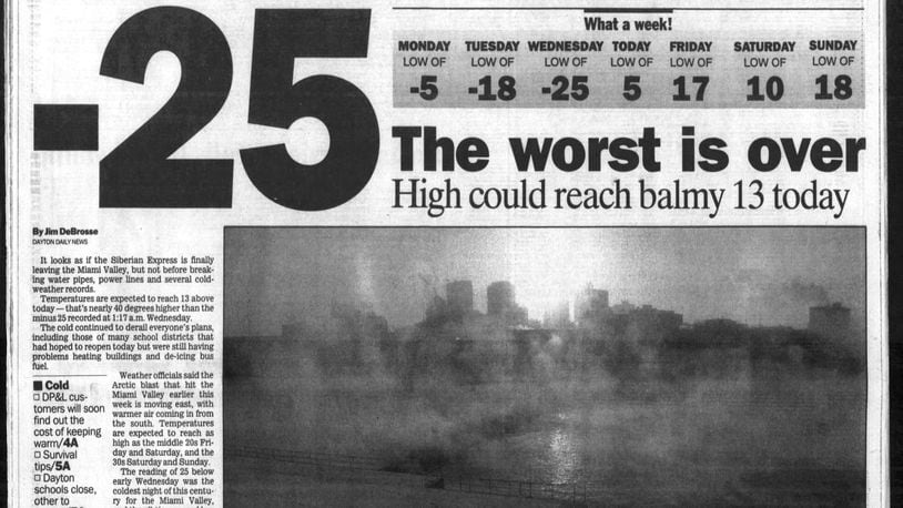 A portion of the front page of the Dayton Daily News on Jan. 20, 1994.