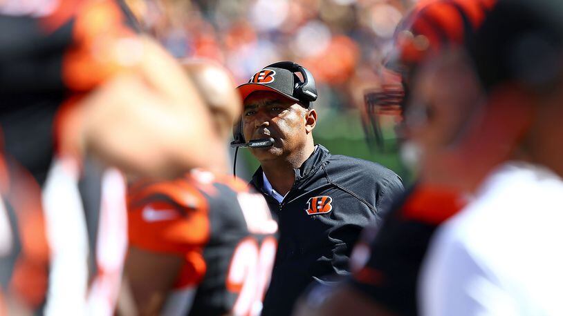 CINCINNATI, OH - SEPTEMBER 21: Head Coach Marvin Lewis of the Cincinnati Bengals watches as his team takes on the Tennessee Titans during the third quarter at Paul Brown Stadium on September 21, 2014 in Cincinnati, Ohio. (Photo by Andy Lyons/Getty Images)