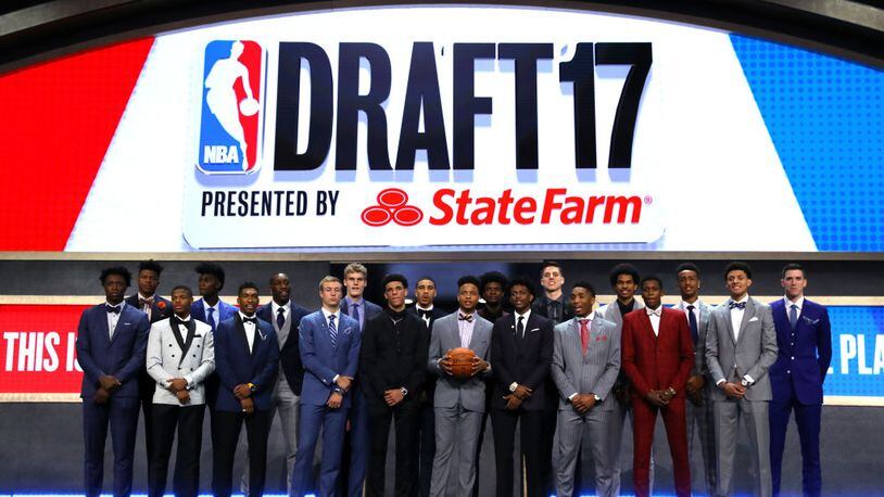 NEW YORK, NY - JUNE 22:  Front Row (L-R) - OG Anunoby, Dennis Smith, Malik Monk, Luke Kennard, Lonzo Ball, Markelle Fultz, De'aaron Fox, Frank Ntilikina, Justin Jackson, Back Row (L-R) Bam Adebayo, Jonathan Isaac, Justin Patton, Lauri Markkanen, Jayson Tatum, Josh Jackson, Zach Collins, Donovan Mitchell and TJ Leaf pose before the first round of the 2017 NBA Draft at Barclays Center on June 22, 2017 in New York City. NOTE TO USER: User expressly acknowledges and agrees that, by downloading and or using this photograph, User is consenting to the terms and conditions of the Getty Images License Agreement.  (Photo by Mike Stobe/Getty Images)