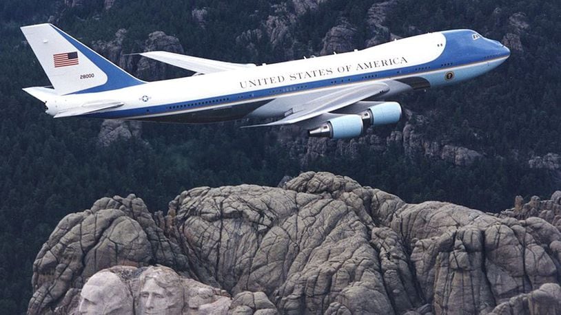 Since 1990, this is one of two Air Force One airplanes - a Boeing 747, VC-25A - that has been used by Presidents George H.W. Bush, Bill Clinton, George W. Bush, Barack Obama and Donald Trump. BOEING