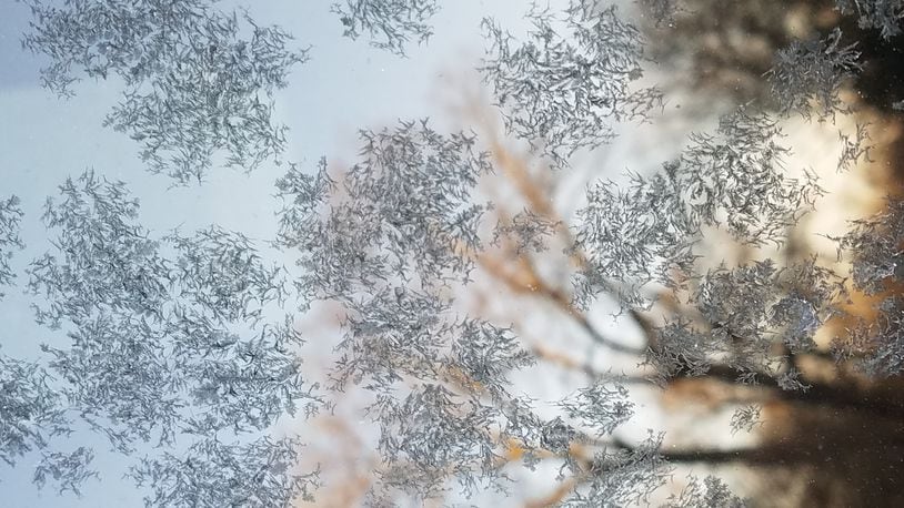 Candie Takacs of Kettering took photo on March 4, a frosty morning at her home in Kettering. She says, “The ice crystals were on my husband's truck window, so beautiful! The soft brown color on one side of the photo is a mirrored reflection of trees in our backyard.”