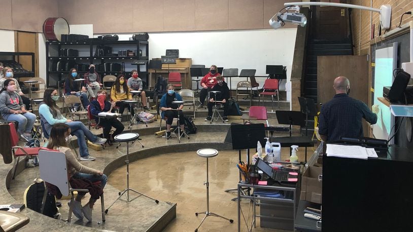 Franklin Junior High School students participate in music class, one of the many subjects and activities that are not reflected on Ohio's state report card.