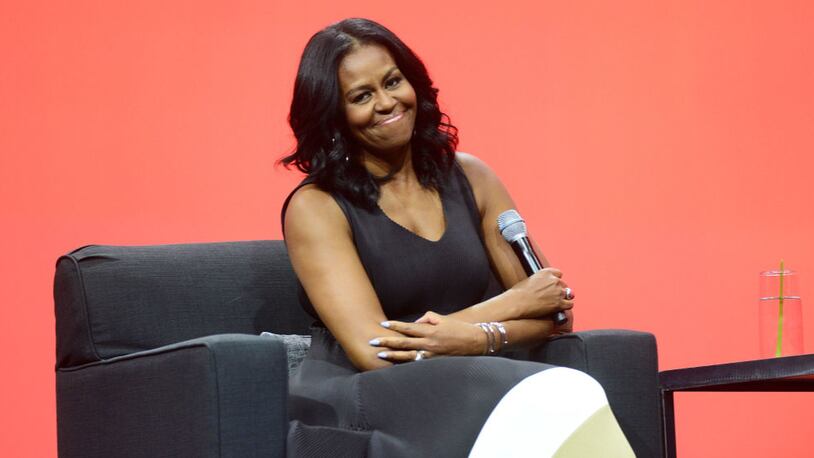 ORLANDO, FL - APRIL 27:  Former United States first lady Michelle Obama smiles during the AIA Conference on Architecture 2017 on April 27, 2017 in Orlando, Florida. (Photo by Gerardo Mora/Getty Images)