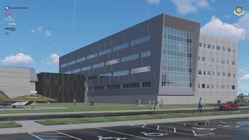 Artist rendering of the new National Air and Space Intelligence Center at Wright-Patterson Air Force Base. The Air Force Civil Engineer Center awarded a $153 million contract Aug. 18, 2020, to expand the NASIC with a new intelligence production facility. (Courtesy photo)