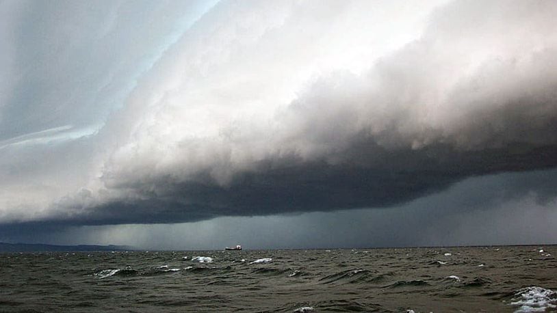 Storm clouds loom over Lake Superior. When conditions are right, meteotsunamis may occur in many bodies of water around the world, including the Great Lakes.  COURTESY: NOAA, National  Oceanic & Atmospheric Association