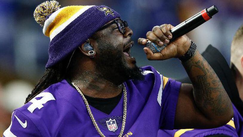 American rapper T-Pain performs prior to the game between the Minnesota Vikings and the New Orleans Saints in the NFC Divisional Playoff game at U.S. Bank Stadium on Jan. 14, 2018, in Minneapolis.