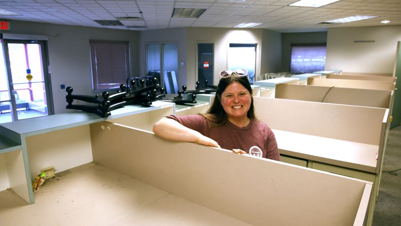 Clark County Clerk of Courts Melissa Tuttle in the future location of the Clark County Title Office in the former Key Bank building at the intersection of South Burnett Road and Lexington Avenue Friday, May 3, 2024. The title office will be moving from its current location in the Southern Village Shopping Center. BILL LACKEY/STAFF