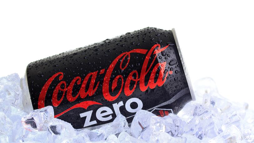 Coca-Cola Zero can on ice