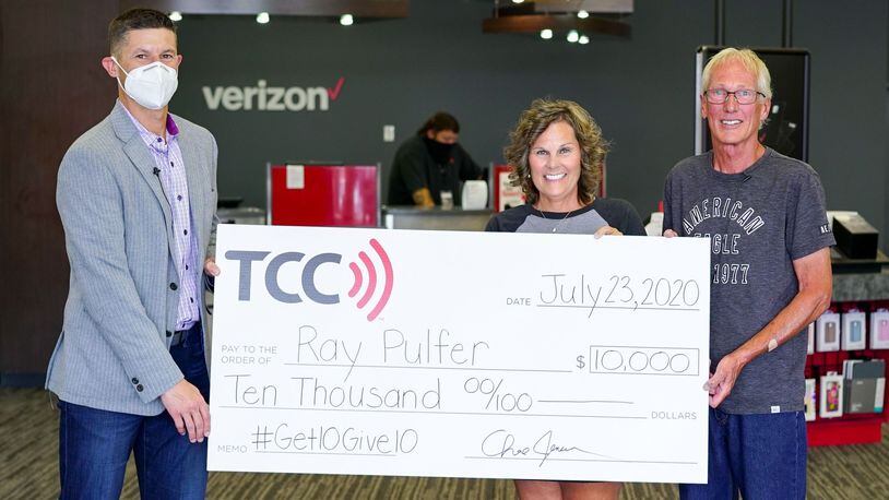 Check presentation to Bellefontaine resident, Ray Pulfer, as a part of TCC’s Get10Give10 sweepstakes. CONTRIBUTED