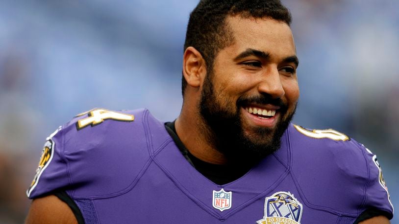 John Urschel Ravens looks on prior to a Nov. 1, 2015 game against the Chargers at M&T Bank Stadium. He retired suddenly Thursday two days after the release of a medical report detailing the prevalence of CTE in the brains of decesased football players.