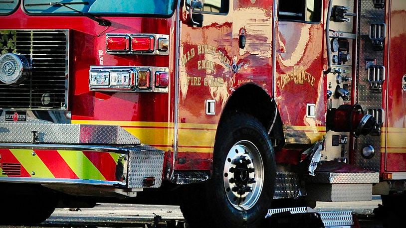 Enon Mad River Township fire equipment is struck by semi while responding to an accident eastbound 70 near route 4 Wednesday morning November 9, 2022.