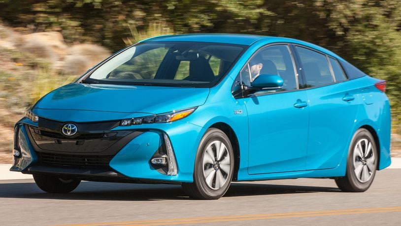 The 2017 Toyota Prius Prime represents a substantial 26 percent enhancement over its predecessor model, the Prius Plug-in Hybrid, the result of greater battery capacity and an improved hybrid system. Toyota photo