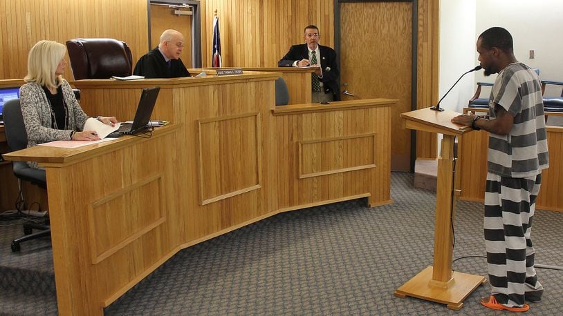 Clark County Municipal Court Judge Thomas Trempe conducts an arraignment in his courtroom. JEFF GUERINI/STAFF