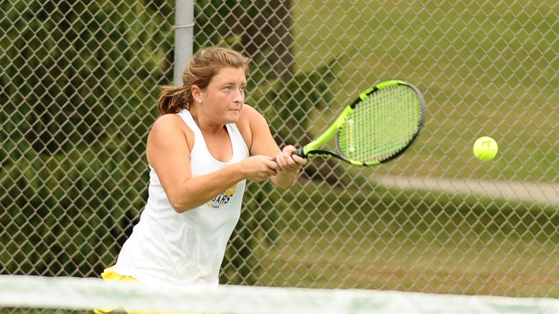 Kenton Ridge senior Macy Wallace reached the Division II sectional semifinals Tuesday to qualify for next week’s D-II district tournament. Wallace returns to Troy Community Park on Saturday for the sectional semifinals and finals. CONTRIBUTED / Greg Billing