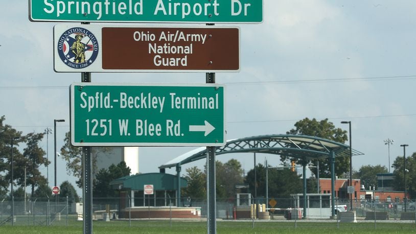 The entrance to the Springfield Air/Army National Guard base on West Blee Road in Clark County. BILL LACKEY/STAFF