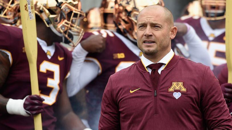 Head coach P.J. Fleck of the Minnesota Golden Gophers looks on before the game against the Iowa Hawkeyes on October 6, 2018 at TCF Bank Stadium in Minneapolis, Minnesota. (Photo by Hannah Foslien/Getty Images