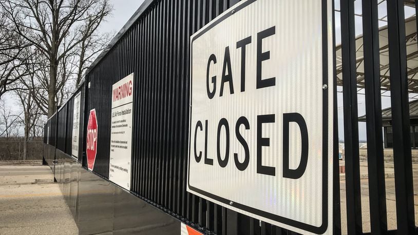 All but three gates at Wright-Patterson Air Force Base are closed in response to positive coronavirus cases. JIM NOELKER/STAFF