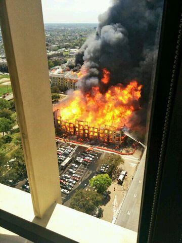 5-alarm fire at apartment construction site in Houston, 03.25.14