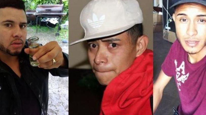 David Ramos Contreras (L), Juan Garcia, Rios Adiel (C) and Arnuflo Ramos (R) are wanted in connection with the kidnapping and rape of two young Ohio sisters, police said.