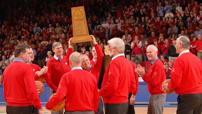Dayton’s 1967 team celebrates their 40th reunion at UD Arena in 2007. Staff photo