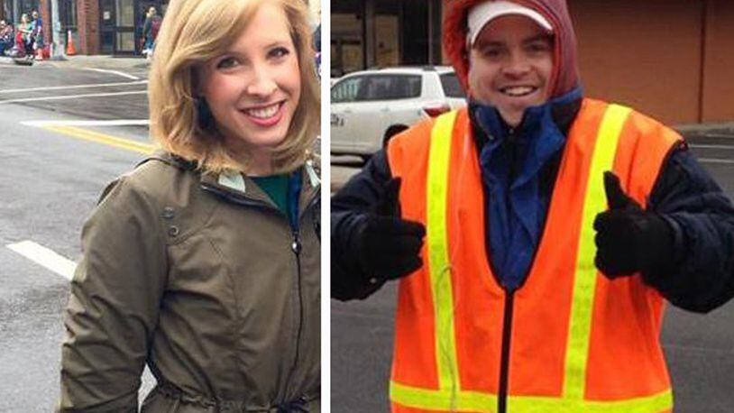 This undated composite photograph made available by WDBJ-TV shows reporter Alison Parker, left, and cameraman Adam Ward.