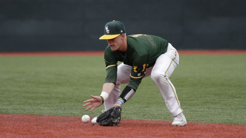 Wright State second baseman Matt Morrow was one of two Raiders to earn first team All-Horizon League honors Tuesday. TIM ZECHAR/CONTRIBUTED PHOTO