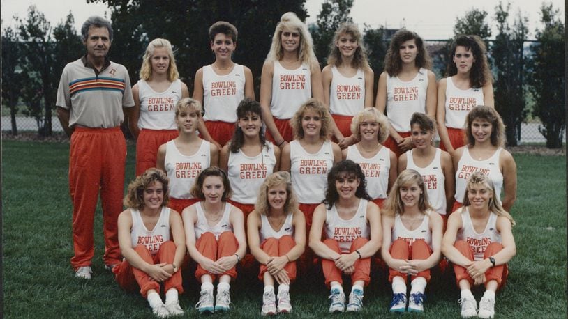 Coach Steve Price, far left, is pictured with the Bowling Green cross country team. Photo courtesy of Bowling Green State University