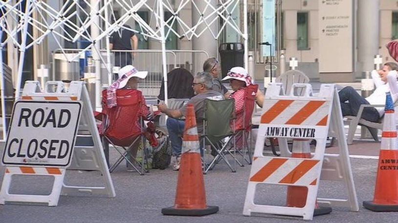 Supporters of President Donald Trump are already lining up outside the Amway Center in Orlando for Tuesday's rally.