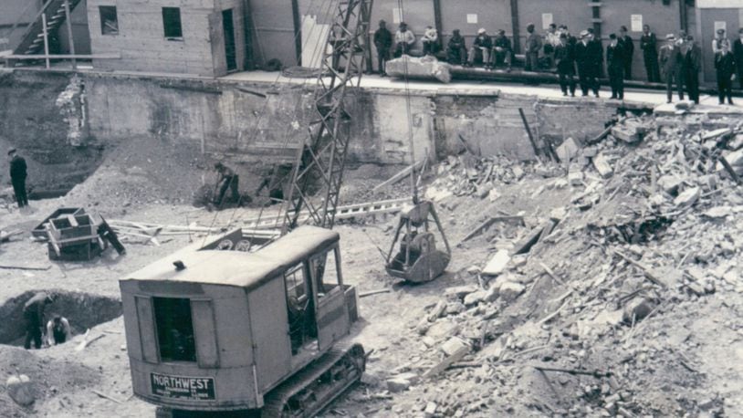 The excavation of the site to make way for Woolworth’s, which would open in 1940. PHOTO COURTESY OF THE CLARK COUNTY HISTORICAL SOCIETY