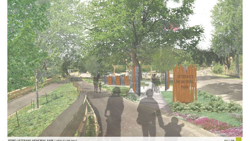 A rendering of the proposed National Trail Parks and Recreation District Veterans Memorial Park in Springfield, Ohio. SUBMITTED