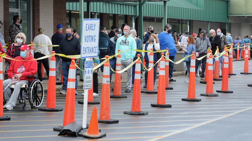 Early voting lines at the Greene County Board of Elections Wednesday. MARSHALL GORBY\STAFF