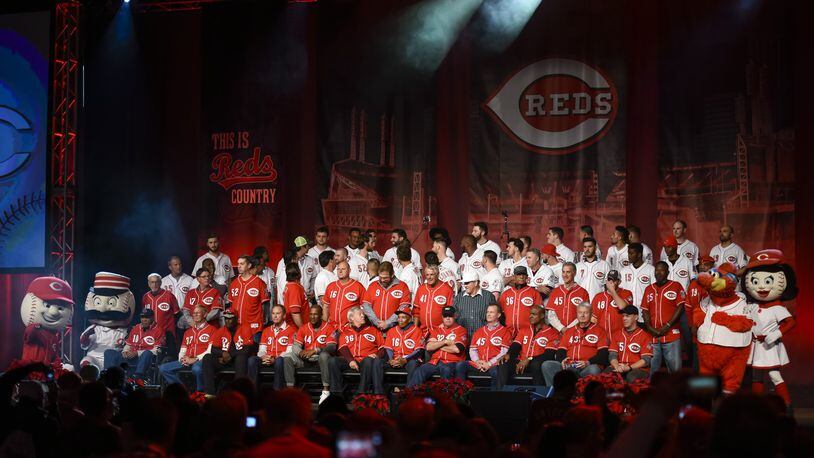 Current Reds players along with some former Reds shared the stage during RedsFest Friday, Dec 2 at Duke Energy Convention Center in Cincinnati. NICK GRAHAM/STAFF