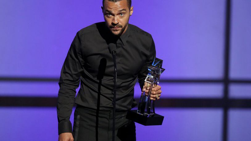 Jesse Williams accepts the humanitarian award at the BET Awards at the Microsoft Theater on Sunday in Los Angeles. (Photo by Matt Sayles/Invision/AP)