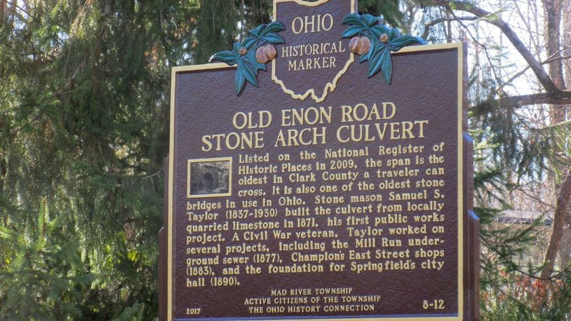 In mid-November 2017, an Ohio Historical Marker was installed at the Rocky Point Bridge over Mud Run in Mad River Township. MARIANNE L. NAVE/CONTRIBUTED
