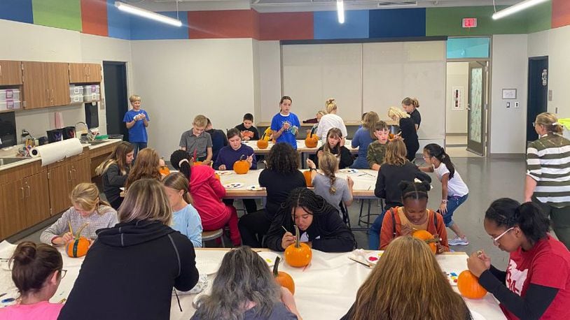 Clark-Shawnee Elementary sixth graders in the Brave Leaders Club decorated pumpkins to give to residents of The Springfield Ohio Masonic Home. Contributed