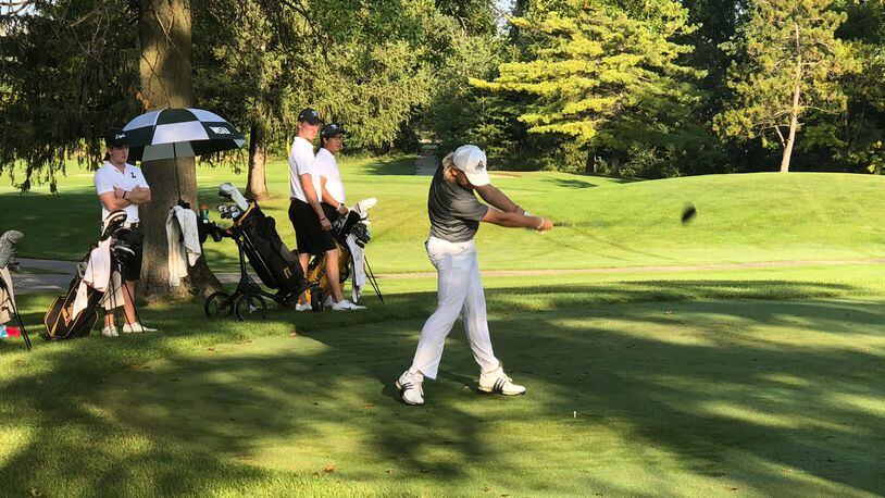 Wright State freshman Cole Corder hits a tee shot during the Crusader Collegiate in September, 2018. CONTRIBUTED PHOTO