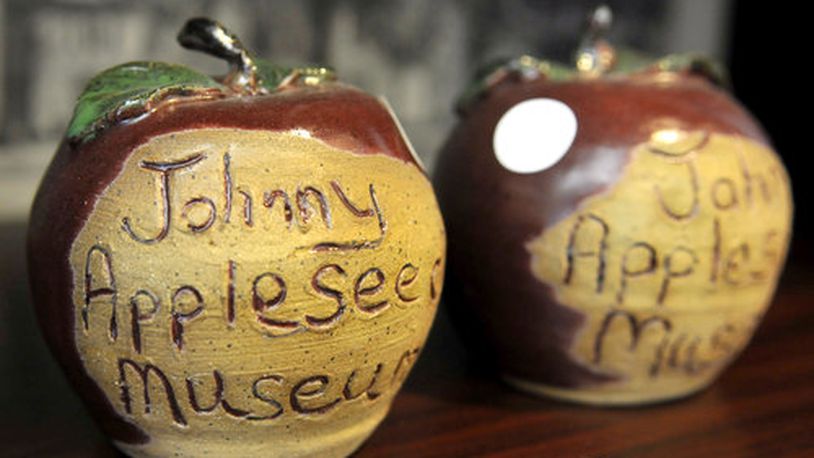 Items at the Johnny Appleseed Society Educational Center and Museum at hstoric Bailey Hall, on the campus of Urbana University.