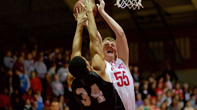 Wittenberg’s Chad Roy shoots against Wooster in 2017 at Pam Evans Smith Arena in Springfield. Photo by Nick Falzerano