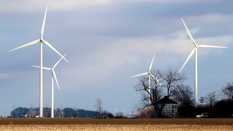 Developer of proposed wind farm in Champaign County, similar to this one in Van Wert County, is seeking an extension on permits. Bill Lackey/Staff