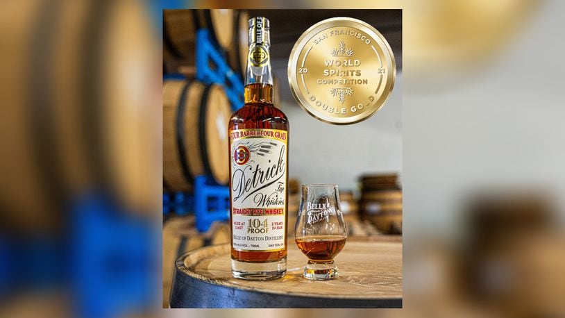 Detrick Straight Rye Whiskey from the Belle of Dayton distillery is the first straight rye whiskey to be distilled in Dayton since Prohibition.  CONTRIBUTED