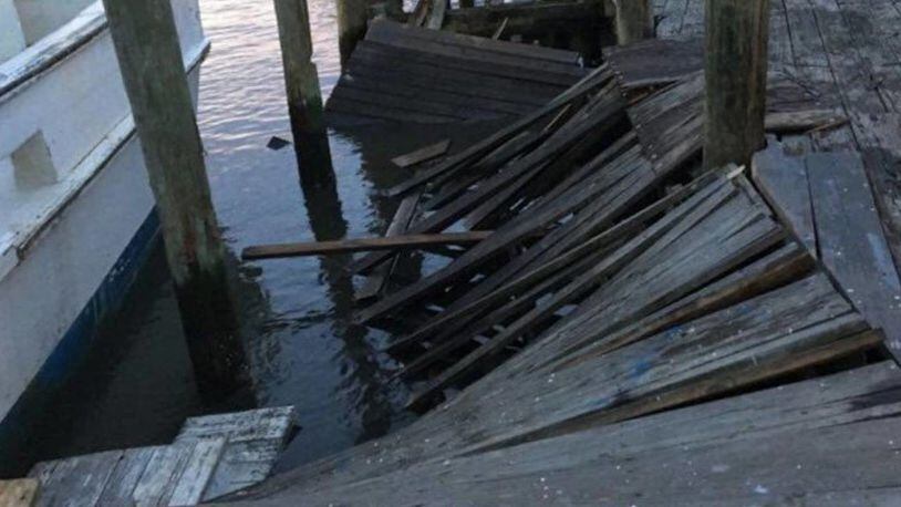 The dock at a popular South Carolina restaurant collapsed Saturday night, sending 20 people into the water.