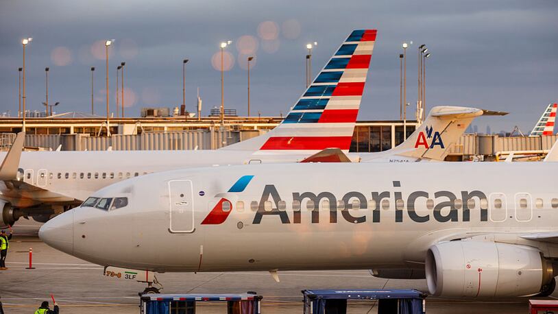 An American Airlines plane heads to the gate at Chicago's O'Hare International Airport. (Photo by John Gress/Corbis via Getty Images)