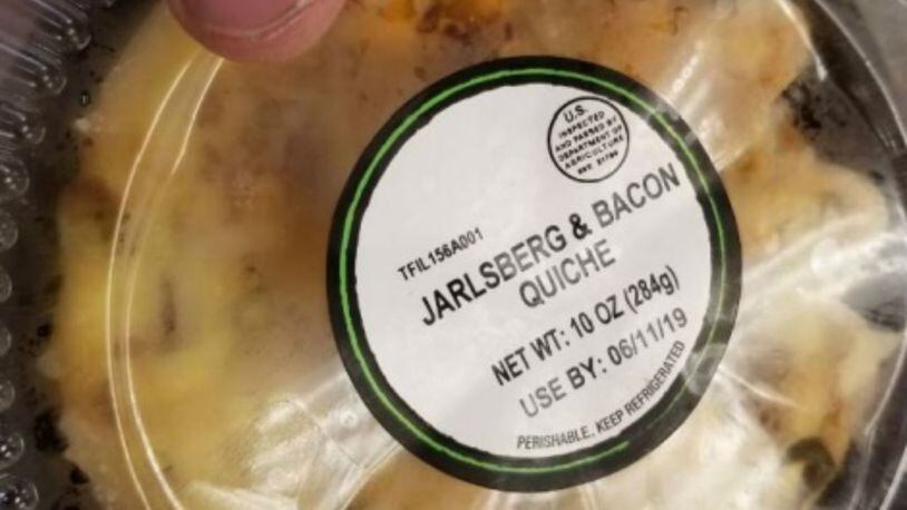 Taylor Farms Illinois recalled the Jarlsberg cheese and bacon quiche made Wednesday because they contain eggs, which is not indicated on the packaging. (Photo: Food Safety Inspection Service)