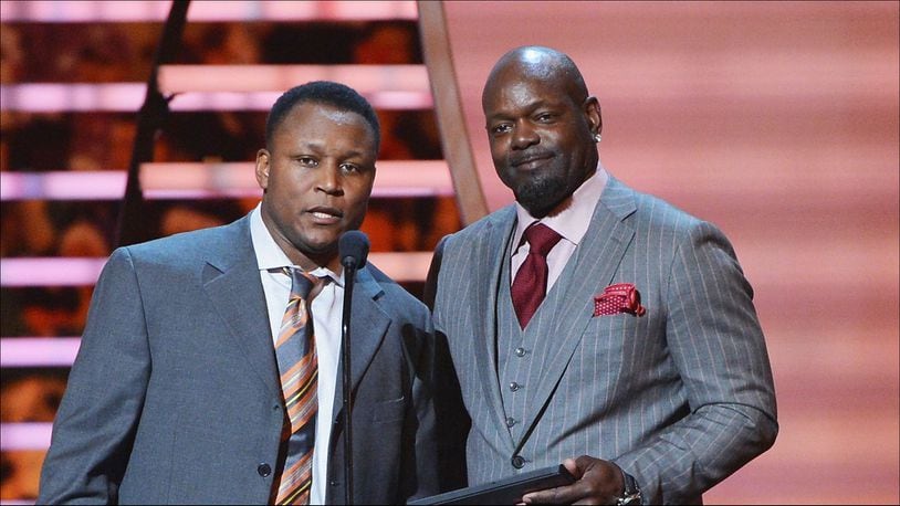 Barry Sanders (left) and Emmitt Smith attend the 3rd Annual NFL Honors at Radio City Music Hall on February 1, 2014 in New York City.