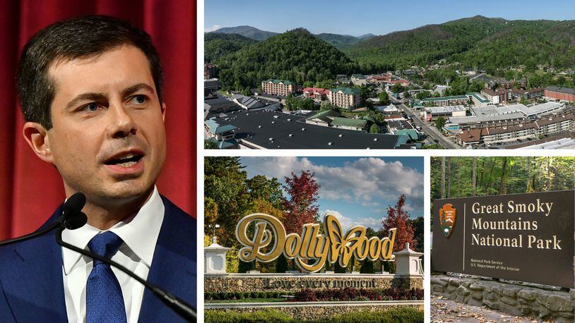 People are demanding a boycott of Tennessee tourist attractions, including Gatlinburg, Dollywood and the Great Smoky Mountains National Park, after a Sevier County commissioner used a gay slur against presidential candidate Pete Buttigieg, at left.